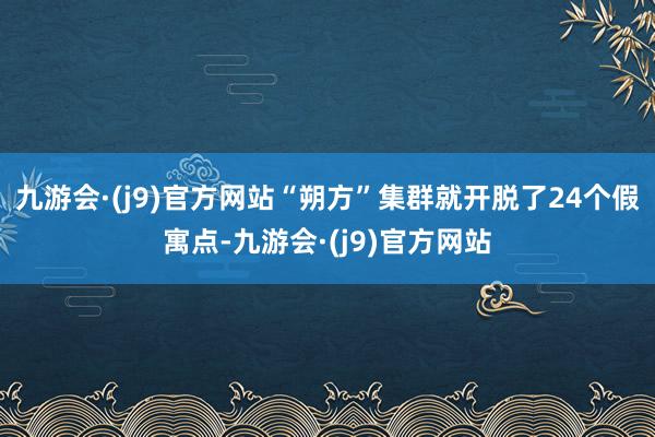 九游会·(j9)官方网站“朔方”集群就开脱了24个假寓点-九游会·(j9)官方网站