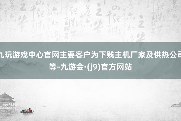 九玩游戏中心官网主要客户为下贱主机厂家及供热公司等-九游会·(j9)官方网站